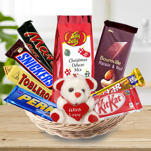 Amazing Teddy N Choco Assortment Basket