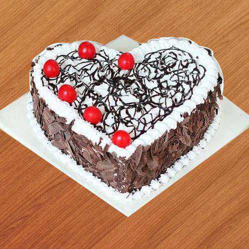 Tasty Black Forest Cake in Heart-Shape