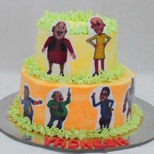 Surprising Kids Special Two Tier Motu Patlu Cake