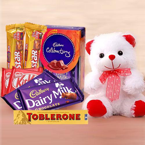 Marvelous Chocolate Delight Gift Pack with Teddy