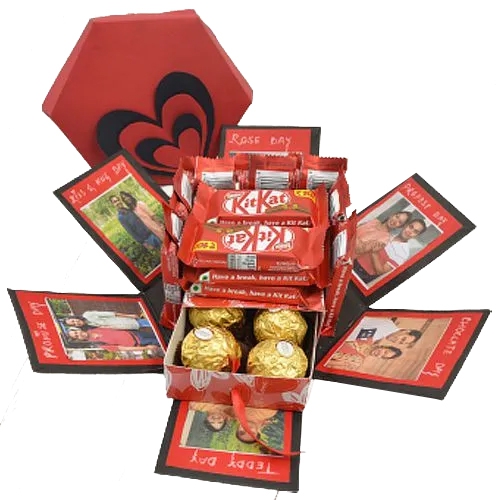Breathtaking Personalized Hexagonal Box of Photos n Chocolates