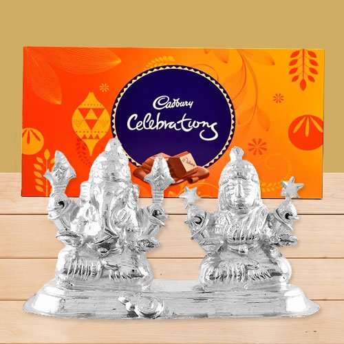 Silver Plated Ganesh Lakshmi with Cadburys Celebration