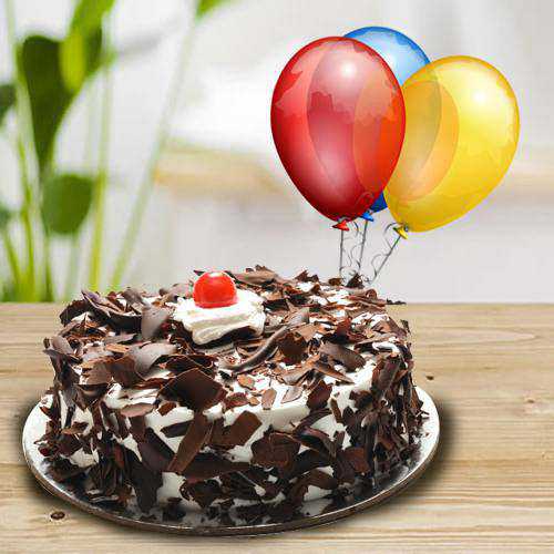 Rich Black Forest Cake with Balloons
