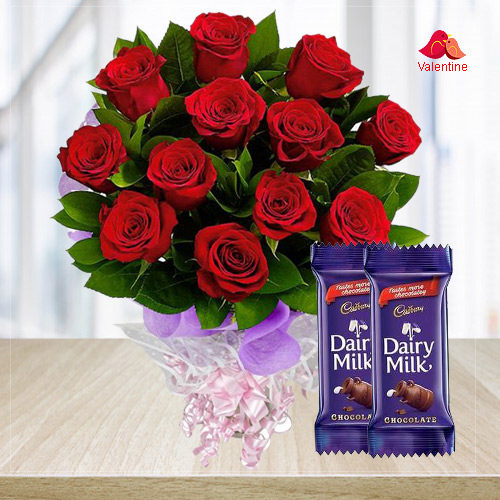 Sweet Sensation Rose Bouquet with Dairy Milk Chocolates