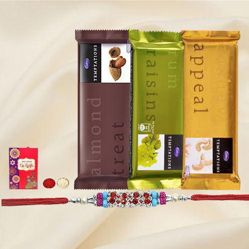 Cadburys Temptaion Trio with a designer Rakhi