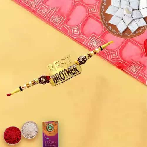 Mesmerizing Rakhi with Kaju Katli