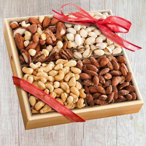 Exclusive Wooden Tray of Premium Salted Dry Fruits