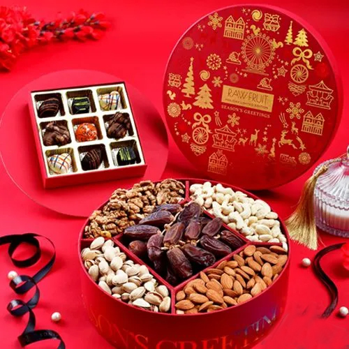 Festive Greeting Dry Fruits N Chocolate Gift Pack
