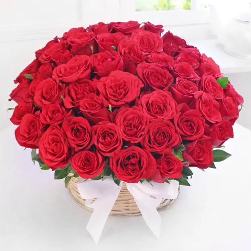 Dazzling Red Roses Basket Arrangement