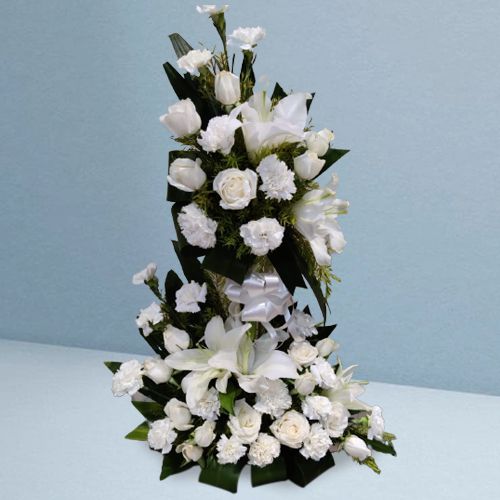 Artistic Tall Arrangement of White Flowers