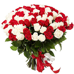 Classic Red N White Roses Bouquet