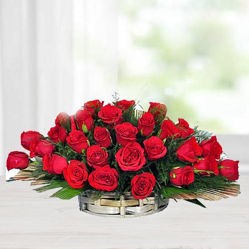 Stunning Basket of Red Roses