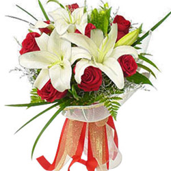 Spectacular Bounty Rose and Lily Cluster