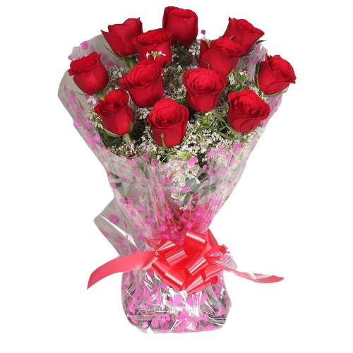 Lovely V day Gift of Red Roses Bouquet
