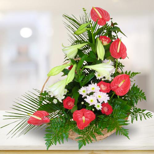 Marvelous Arrangement of White N Red Flowers
