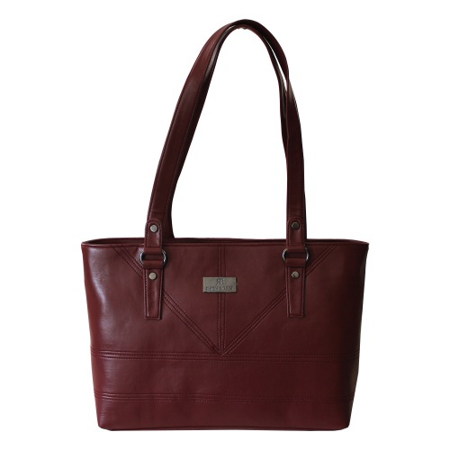 Amazing Maroon Front Stiches Ladies Vanity Bag