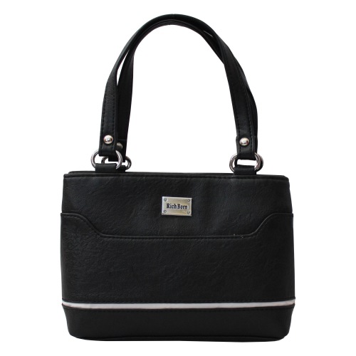 Classic Black Ladies Mini Bag with White Border