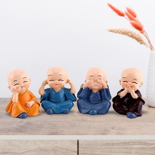 Classy Four Monk Buddha Autographix Statue