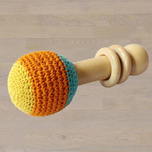 Exclusive Wooden Non-Toxic Crochet Shaker Rattle Toy