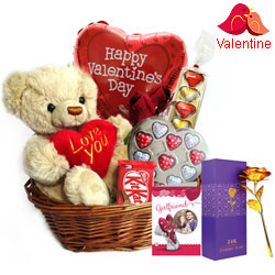 Cute Teddy Surprise with Heart Shape Chocolate for Valentines Day<br>