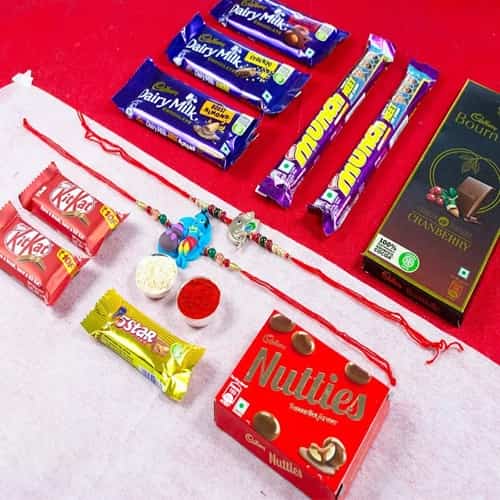 Auspicious Rakhi with Chocolates Combo