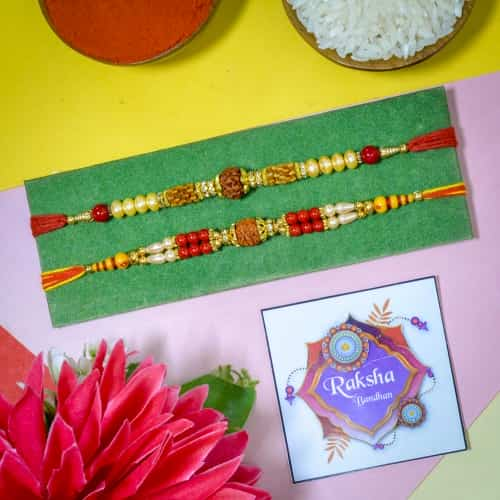 Amazing Set of 2 Rudrasksh Rakhi for Bro