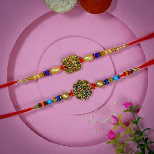 Set of 2 Designer Kundan Rakhi