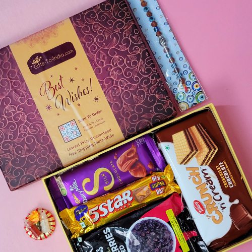 Rakhi with Chocolates n Dry Fruits Combo Box