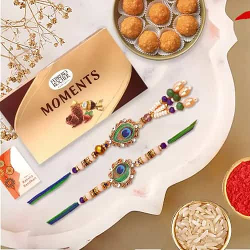 Bhai Bhabhi Rakhi Delight with Boondi Laddoo n Ferrero Rocher