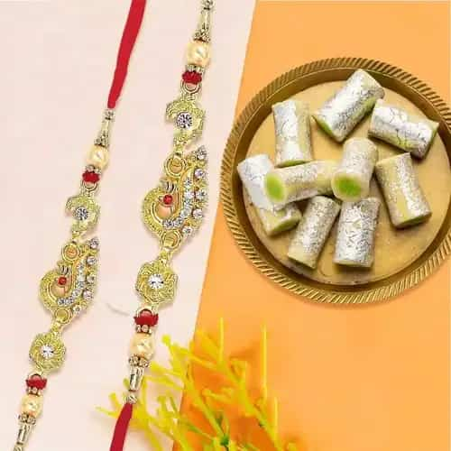 Designer AD Rakhi N Kaju Roll Combo