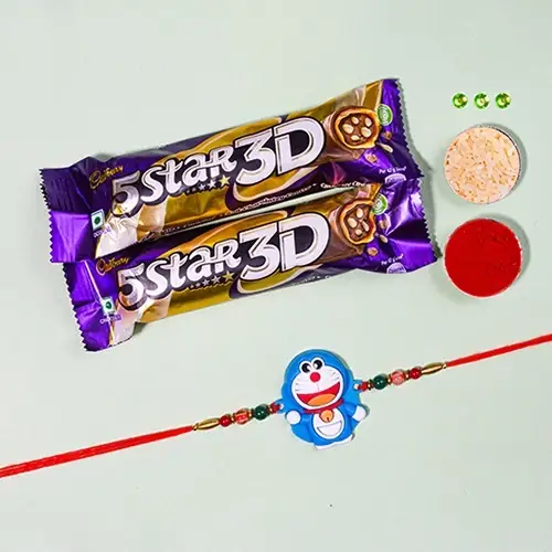 Fancy Doraemon Rakhi N 5 Star Chocolate Combo