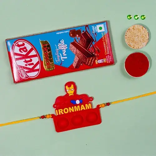 Attractive Ironman Rakhi Chocolate Set