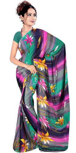 Chic Collection of Printed Georgette Saree from Suredeal