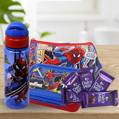 Alluring Spiderman Kids Stationery, Colours n Chocolate Combo