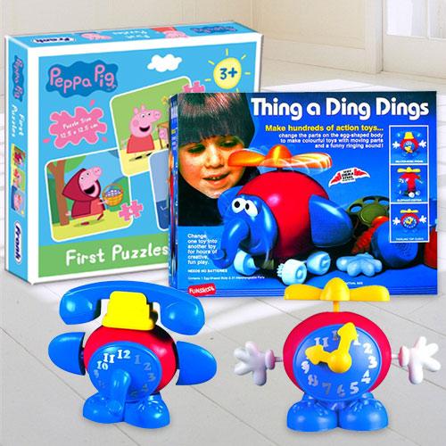 Exclusive Funskool Thing a Ding Dings N Frank Peppa Pig Puzzle Set