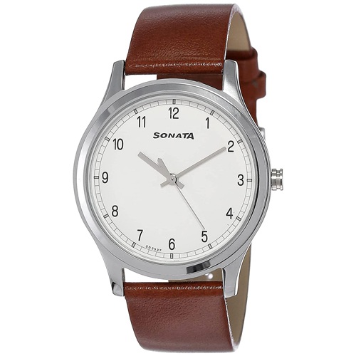 Attractive Sonata Analog White Dial Mens Watch