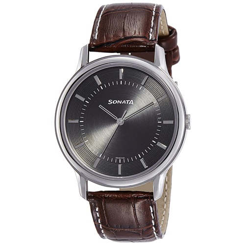 Enticing Sonata Sleek Analog Grey Dial Mens Watch