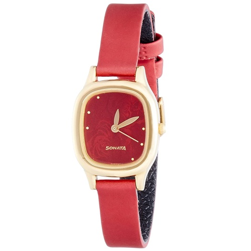 Swanky Sonata Superfibre Analog Red Dial Womens Watch